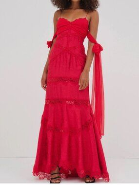 lace maxi dresses for weddings Ivory Lace Maxi Dress M